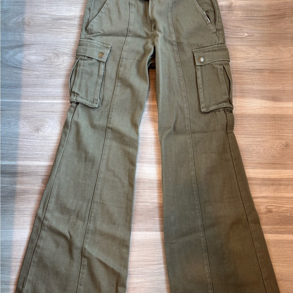 Edikted Olive Bootcut Cargo Pants - Picture 2 of 3